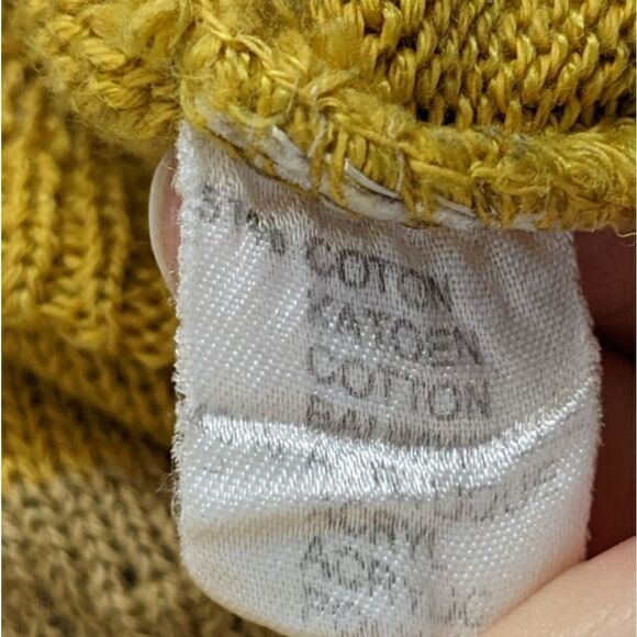 VINTAGE mustard yellow cotton blend oversized crew neck sweater ananace Small F1 - Picture 2 of 9